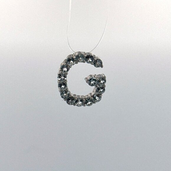 Estate Sterling Silver 925 Initial G Pendant with Clear Stones, 18.5mm, 3.2g - Picture 1 of 8